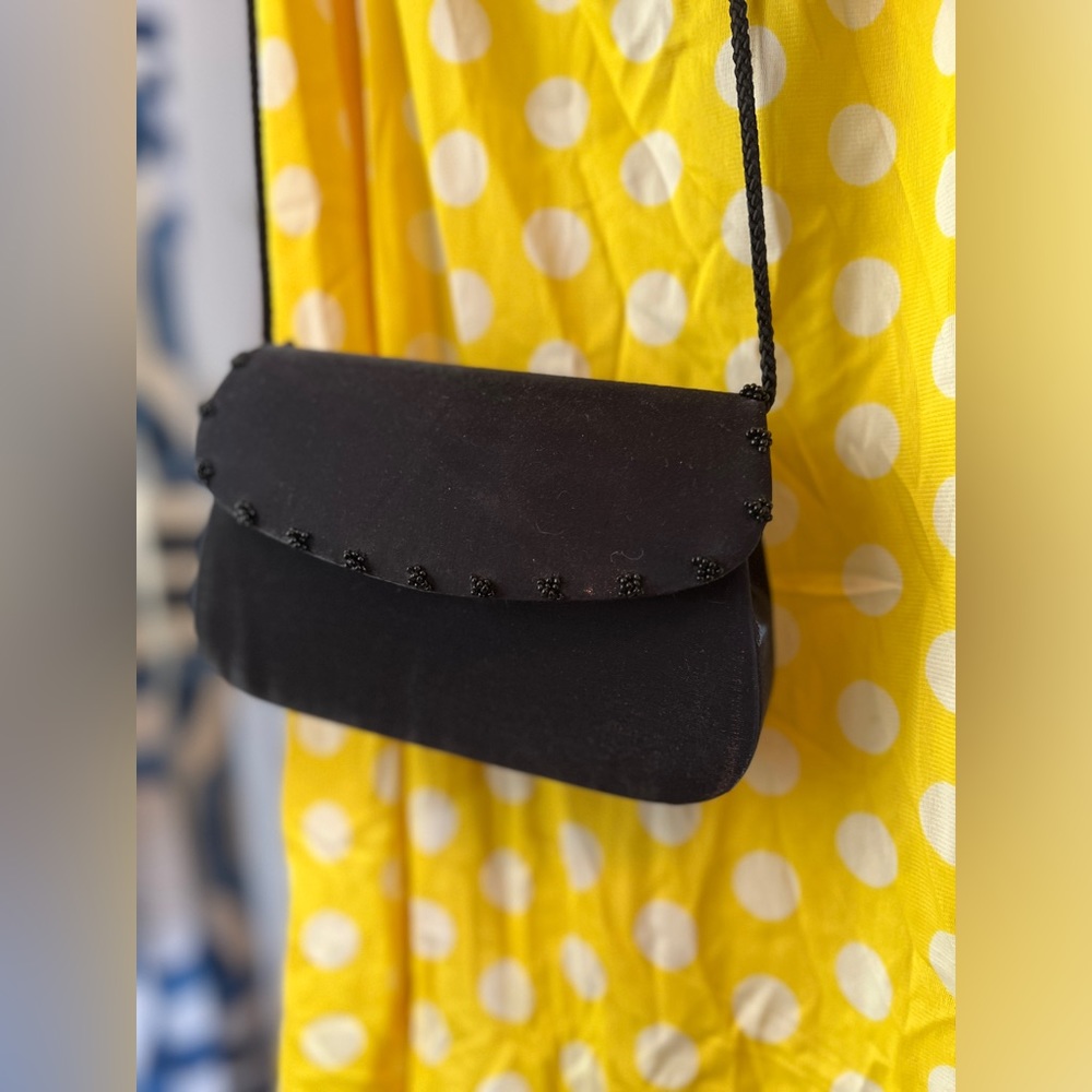 Vintage NYT LITES Black Satin Mini Purse/Clutch
